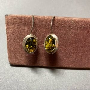 Vintage sterling silver Amber orange dangle earrings